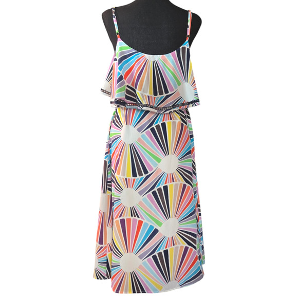 Trina Turk Haute Havana Isabel Silk Scoop Neck Dress Size 8 - Picture 3 of 8